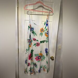 Old Navy White Dress with Orange, Pink, Blue & Green Floral Print
